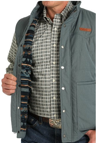 Cinch Mens Wax Coated Blue Quilted Vest-MWV1902003