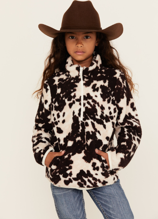 Wrangler Kids Cow Print Sherpa Pullover 112355921