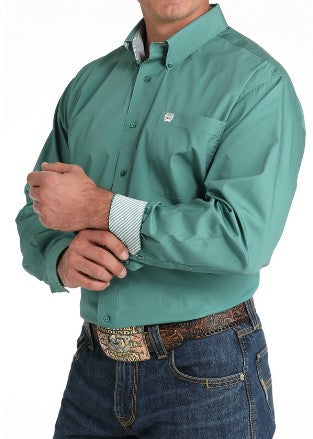 Cinch Mens Solid Green Button Up-MTW1105826