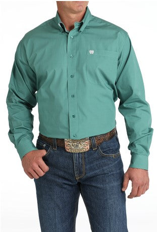 Cinch Mens Solid Green Button Up-MTW1105826