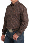 Cinch Mens Brown and Burnt Orange Paisley Shirt-MTW1105819