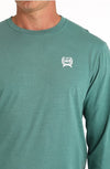 Cinch Mens Logo Long Sleeve Green Tee-MTK1721015