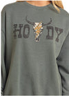 Rock & Roll Ladies Howdy Oversized Pullover- BW91T05409