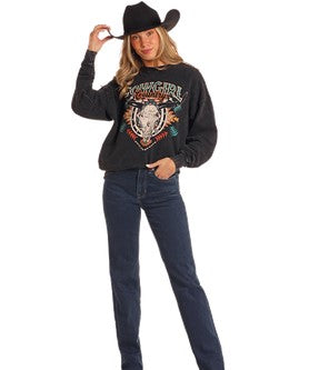 Rock & Roll Ladies Graphic Cowgirl Country Pullover-BW91T05428