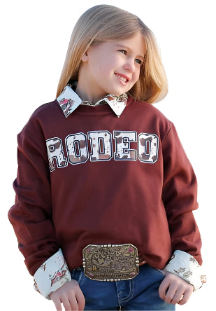 Cruel Girl Denim Girls Burgundy Rodeo Pull Over-CWK8002001