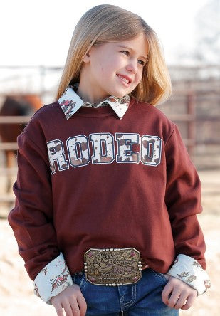 Cruel Girl Denim Girls Burgundy Rodeo Pull Over-CWK8002001