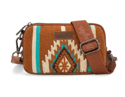 Wrangler Southwestern Knitted Mini Crossbody/Wallet Brown-WG174-1833BR