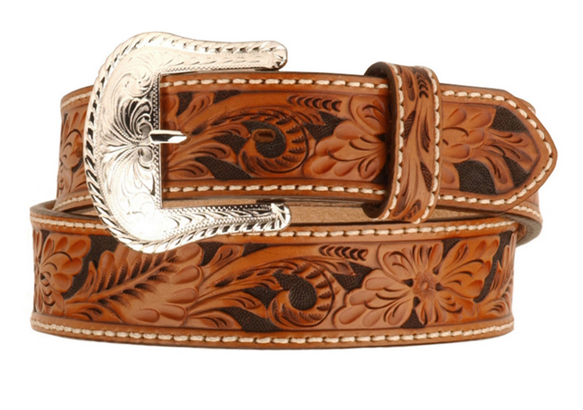 Tony Lama Men's Floral Tooled Leather Belt C40064