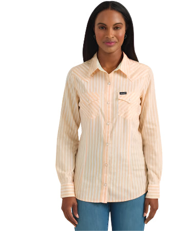 Wrangler Ladies Orange Pinstripe Long Sleeve-112361205