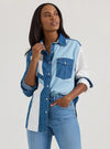 Wrangler Ladies Pieced Boyfriend Denim Snap Shirt-112360740