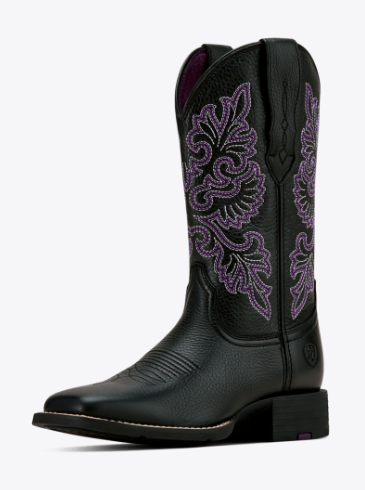 Ariat Ladies Round Up Stretchfit Black Deertan Boot-10061222