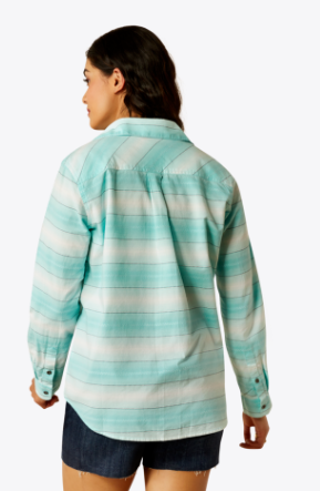 Ariat Ladies REAL Billie Jean Shirt - Turquoise Stripe - 10055216