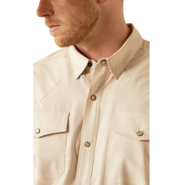 Ariat Men's Striped VenTek Shirt - Latte - 10054479