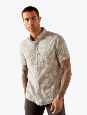 Ariat Mens Grey Morris Modern Fit Shirt-10054851