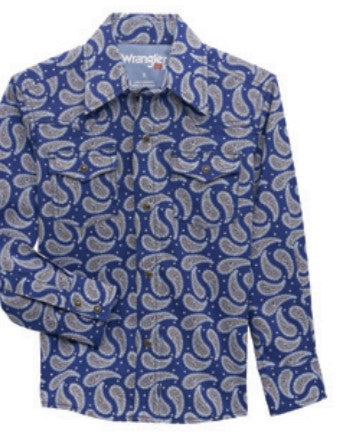 Wrangler Kids Paisley Blue Snap Shirt-112356518