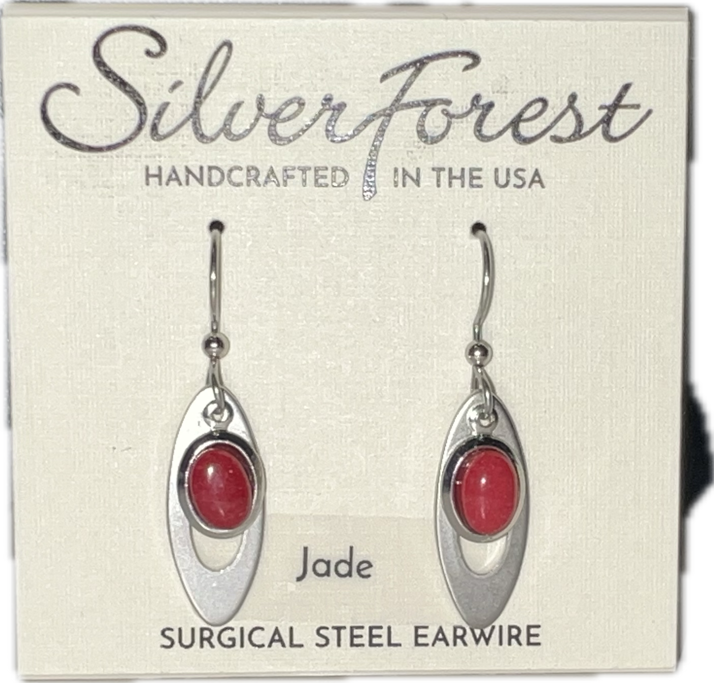 Silver Forest Red Stone Earrings-NE-1838C