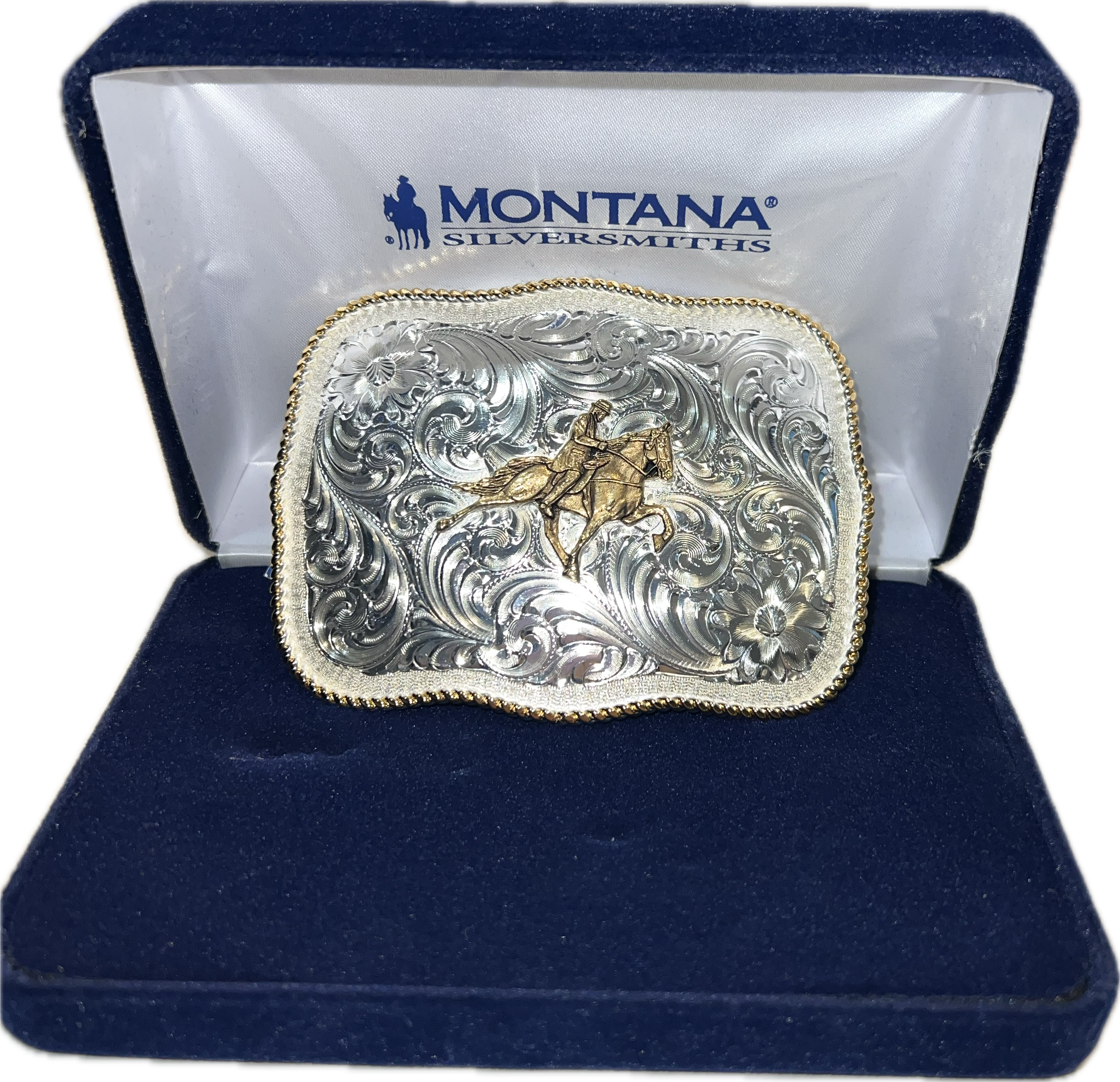 Montana Silversmiths silver Engraved Belt Buckle-860F