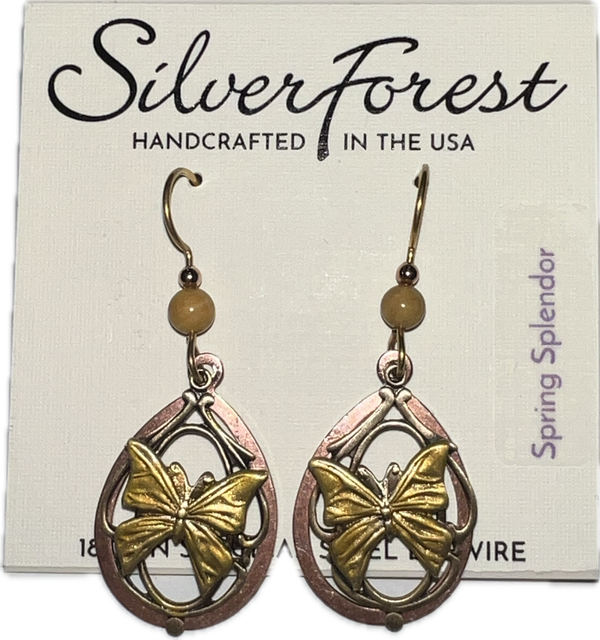 Silver Forest Butterfly Earrings-NE-2211A