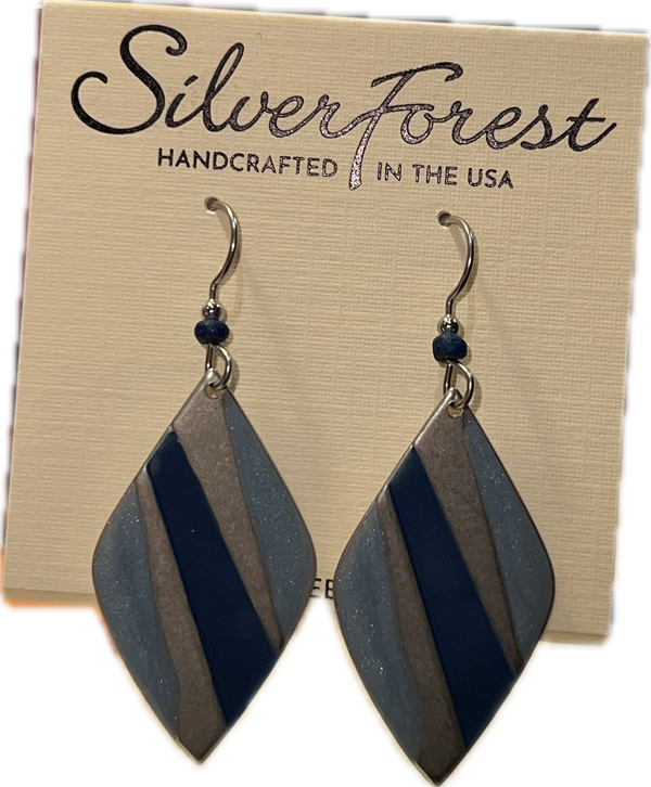 PASTEL SILVER FOREST BLUE EARRINGS-NE-1477A