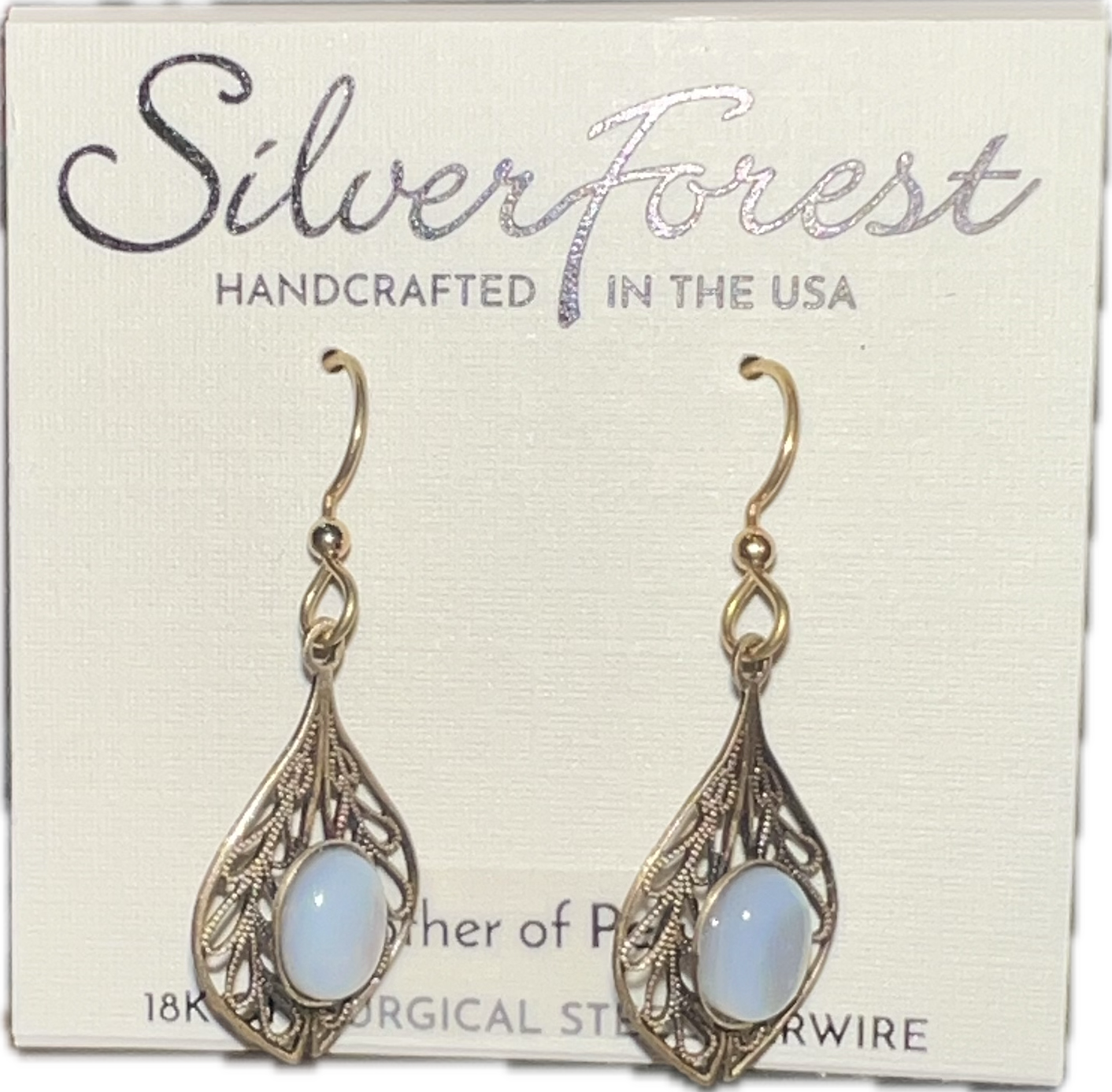 Silver Forest Tear and Oval Stone Earring-NE-2204