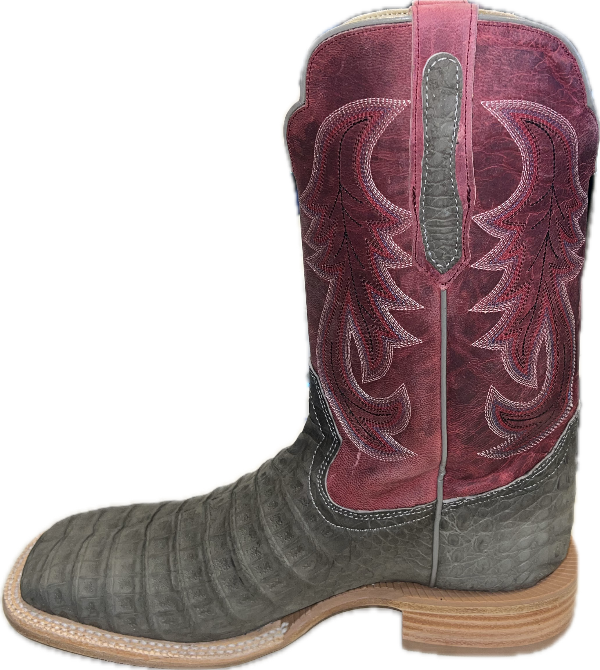 R Watson Men's Nubuck Charcoal Caiman Belly and Rosa Goat-RW2008-2