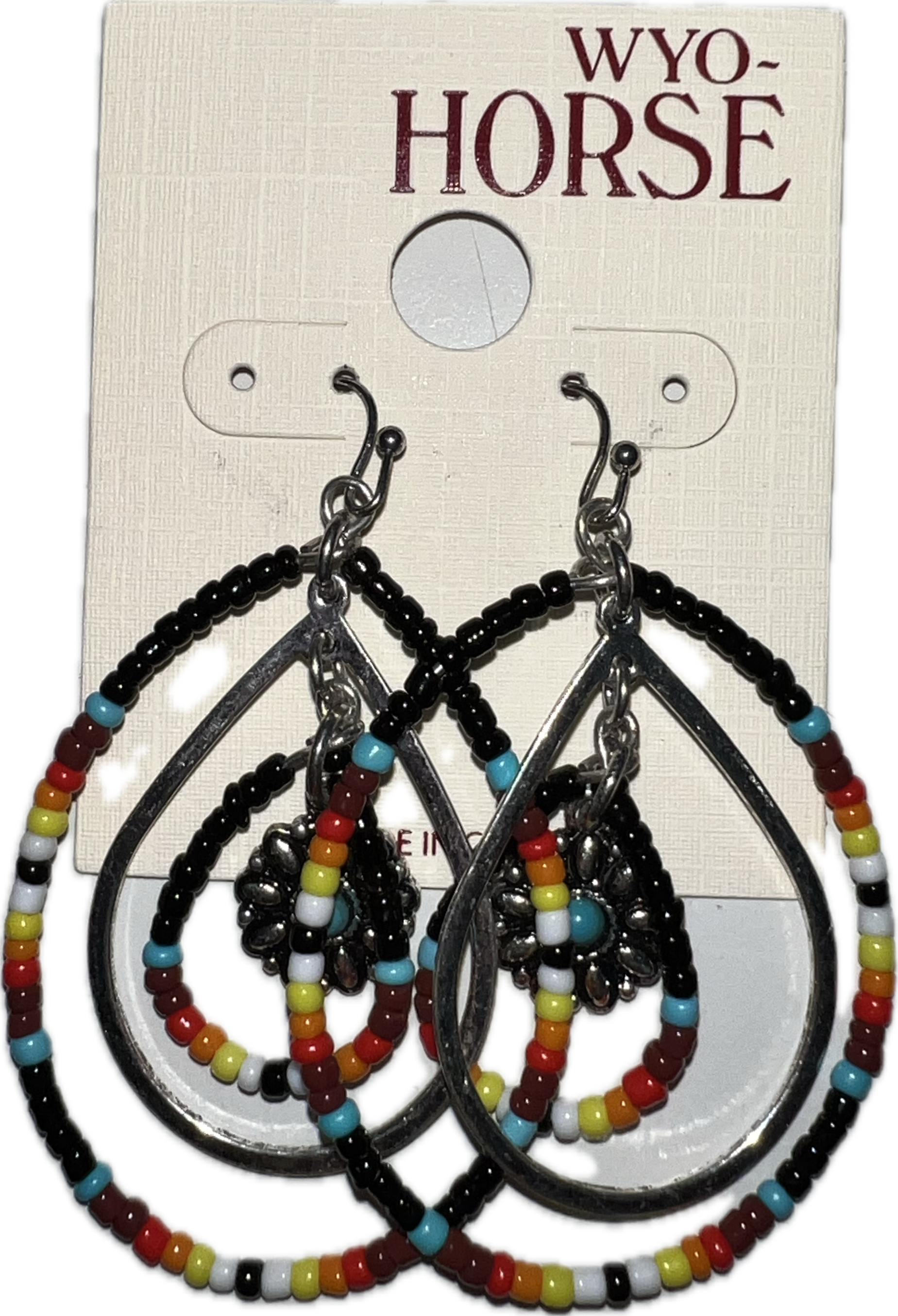 Wyo-Horse Multicolored Earrings-JE408BK