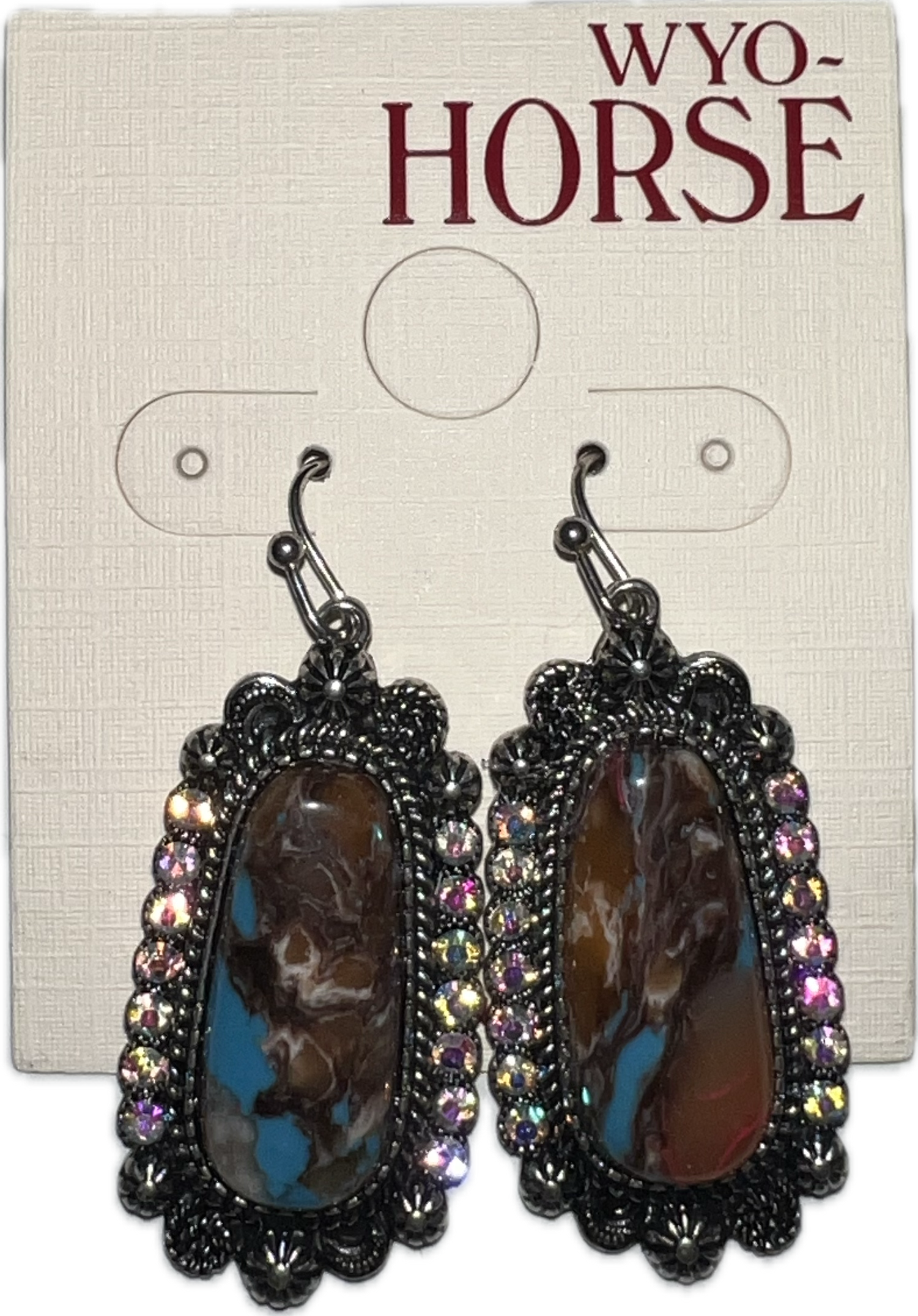 Wyo-Horse Turquoise and Rust Earrings-JE426