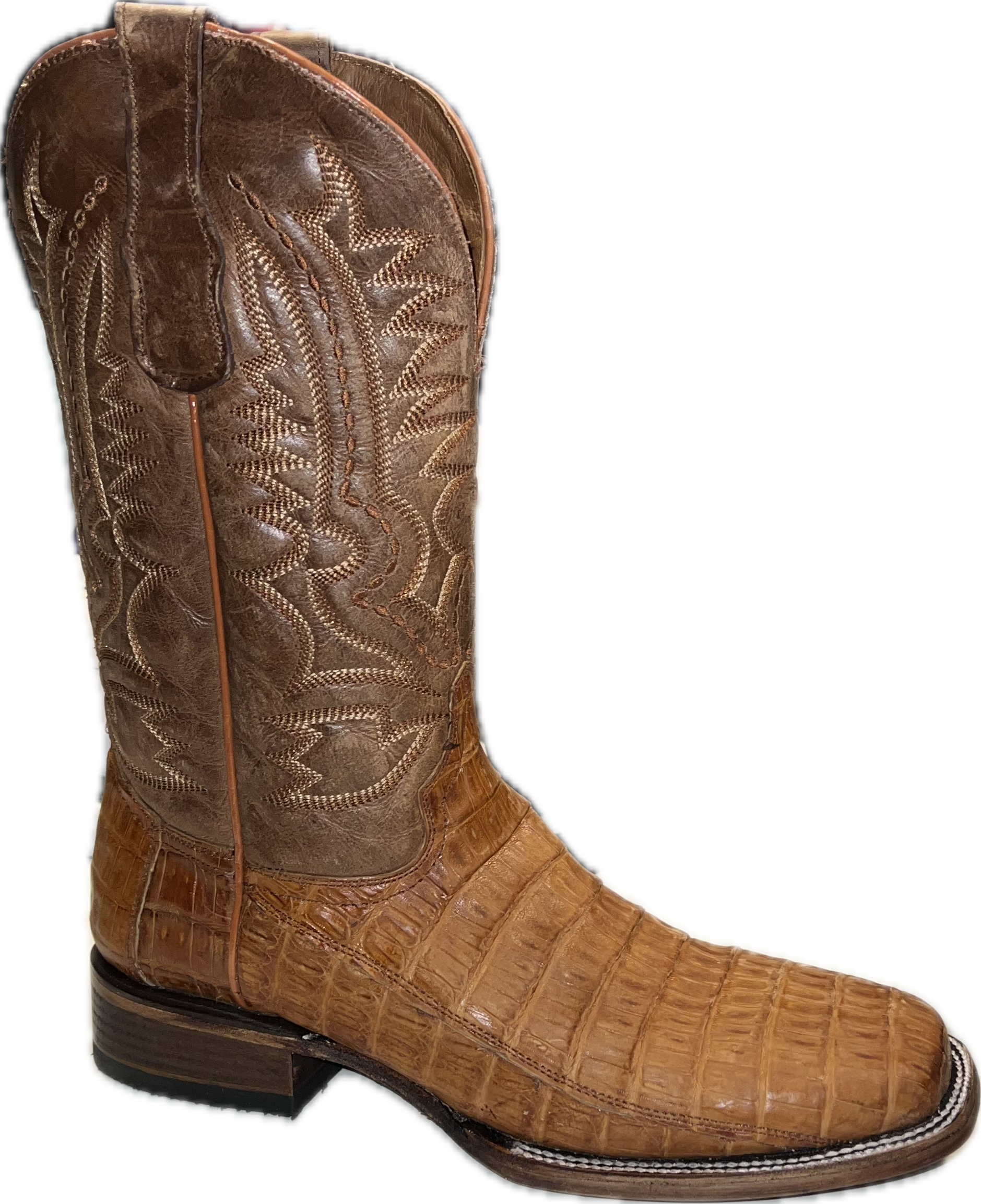 Circle G Mens Tan Shedron Caimen Wide Square Toe Boot-L6141