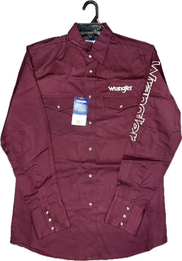 Wrangler Men's Burgundy Competition Shirt-112355405