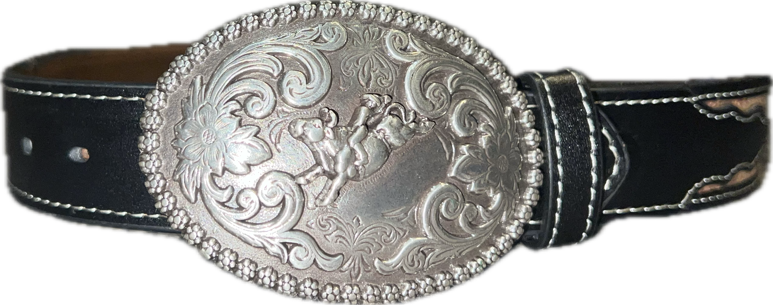 Nocona Kids Leather Tooled Bucking Bull Belt-N4442867