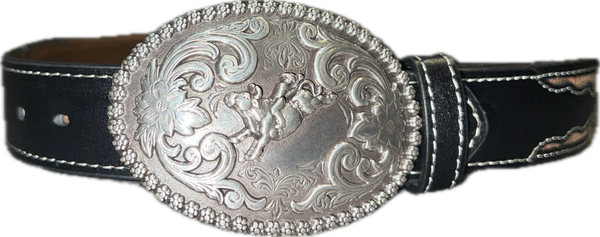 Nocona Kids Leather Tooled Bucking Bull Belt-N4442867