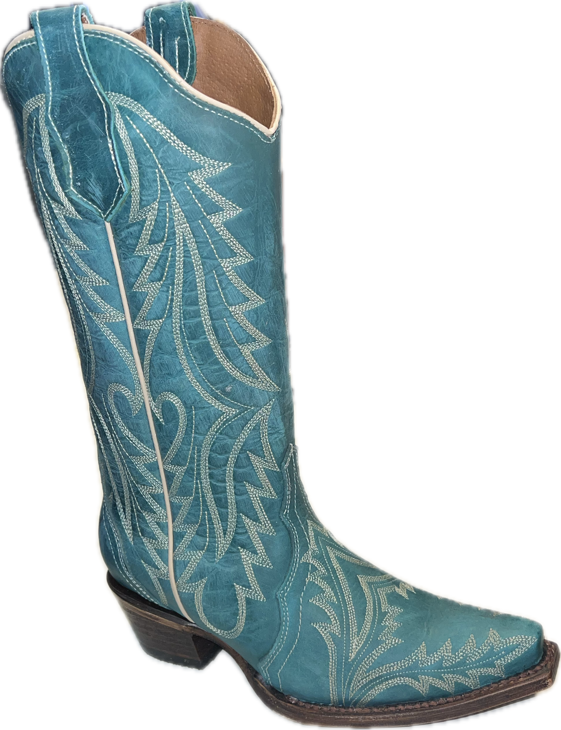 Corral Ladies Teal Green Pointed Toe Boot-L6215