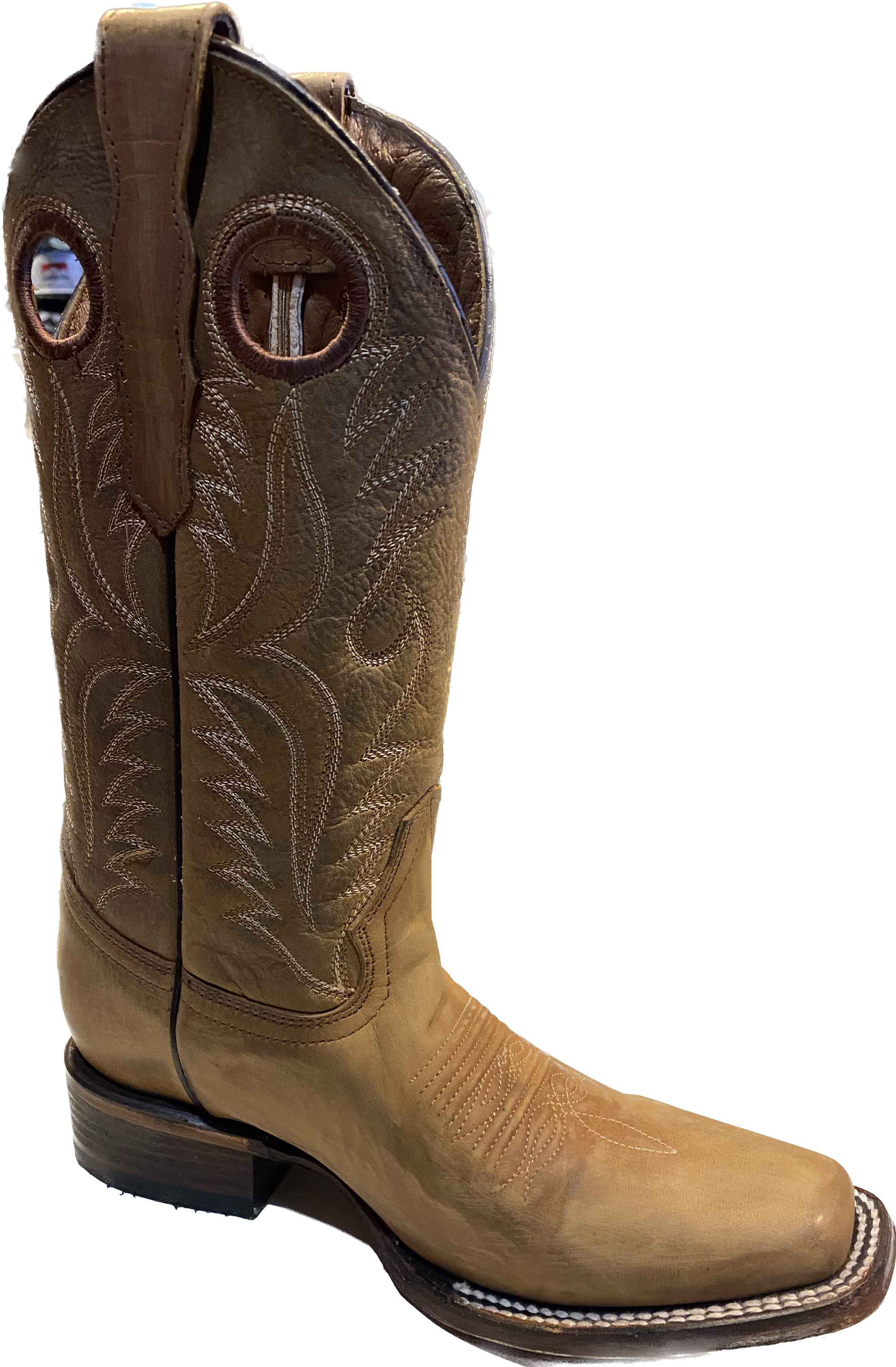 Circle G Ladies Tan/Chocolate Square Toe Boot L6169