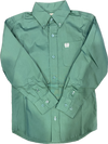 Cinch Boy's Solid Green Woven Long Sleeve Button Up Western Shirt MTW7060355