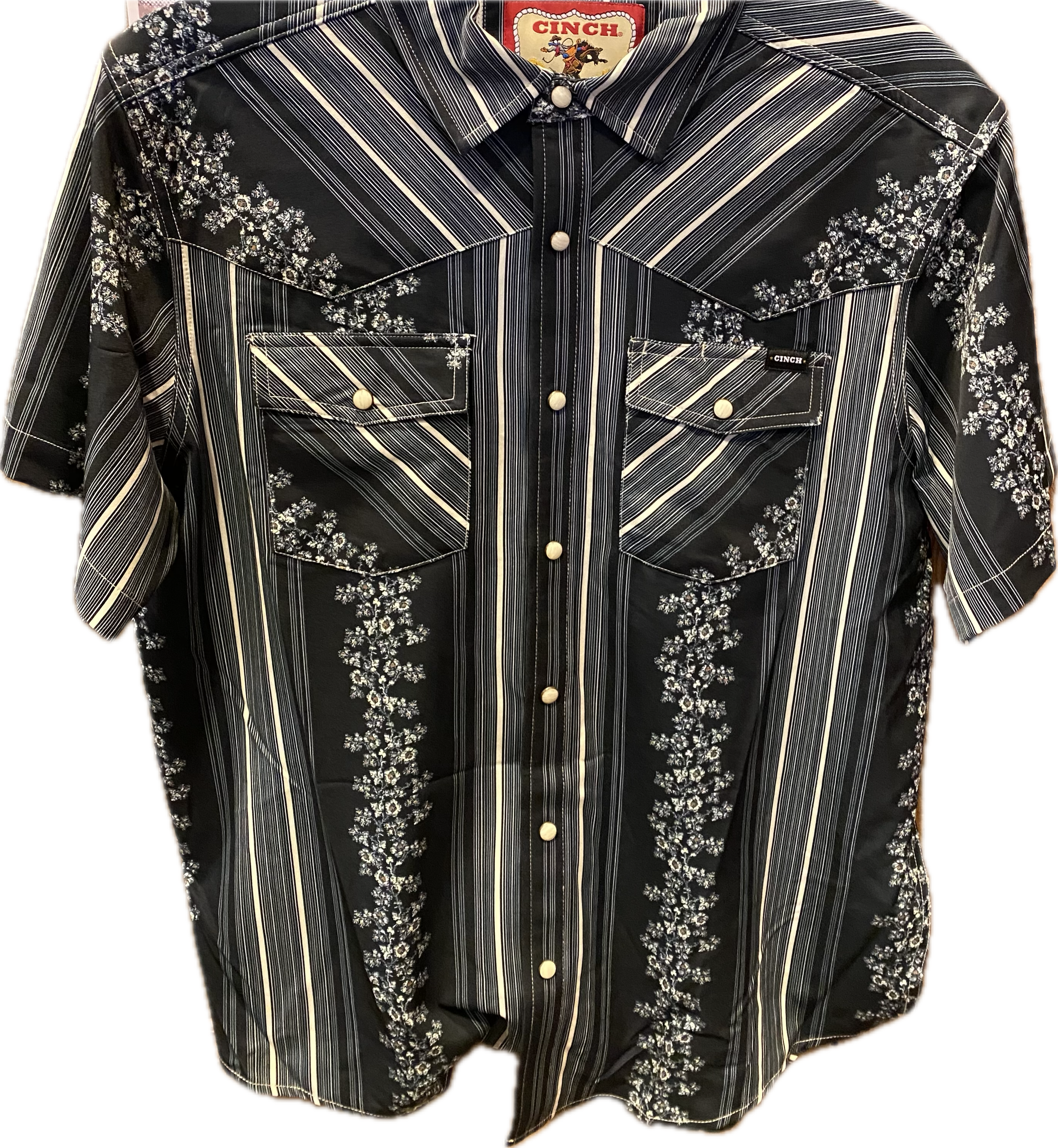 Cinch Men's Short Sleeve Black Stripe Shirt MTW1402003