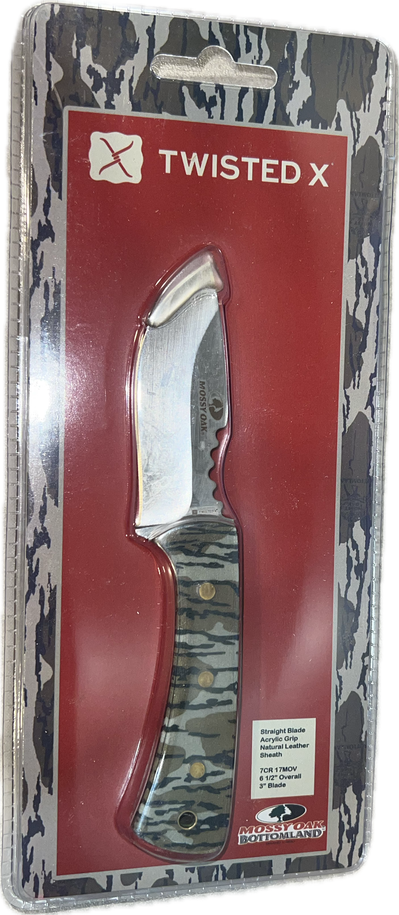 Twisted X Mossy Oak Bottomland Straight Blade with Knife Sheath-TX-MOSS1