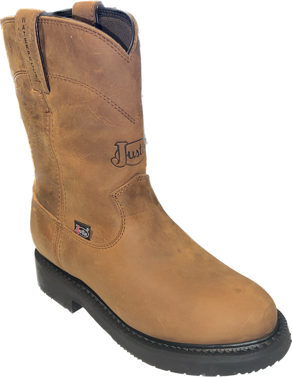 Justin Men's Round Up Aged Bark Brown Cowhide Waterproof Boots OW6604