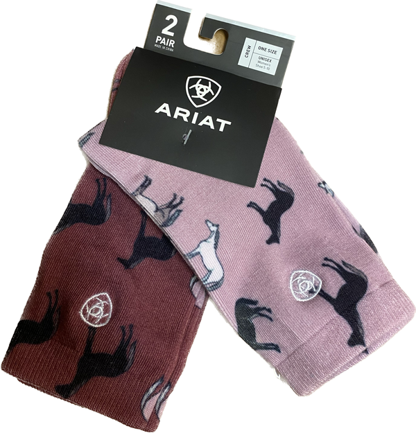 Ariat Women's Horse Crew Sox 2-Pack AR3174-650-M