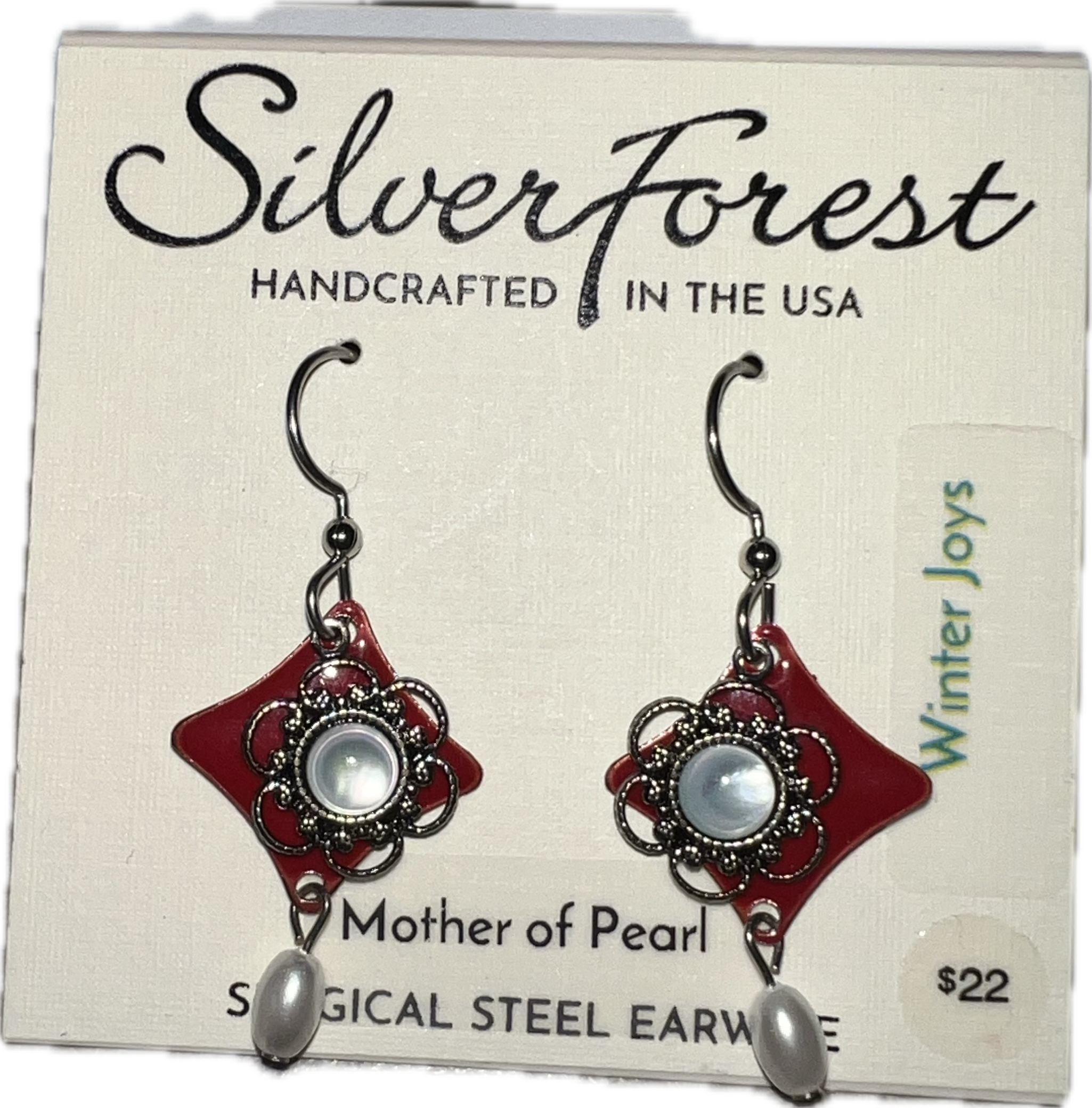 Silver Forest Christmas Mother of Pearl Earrings-NE-2029A