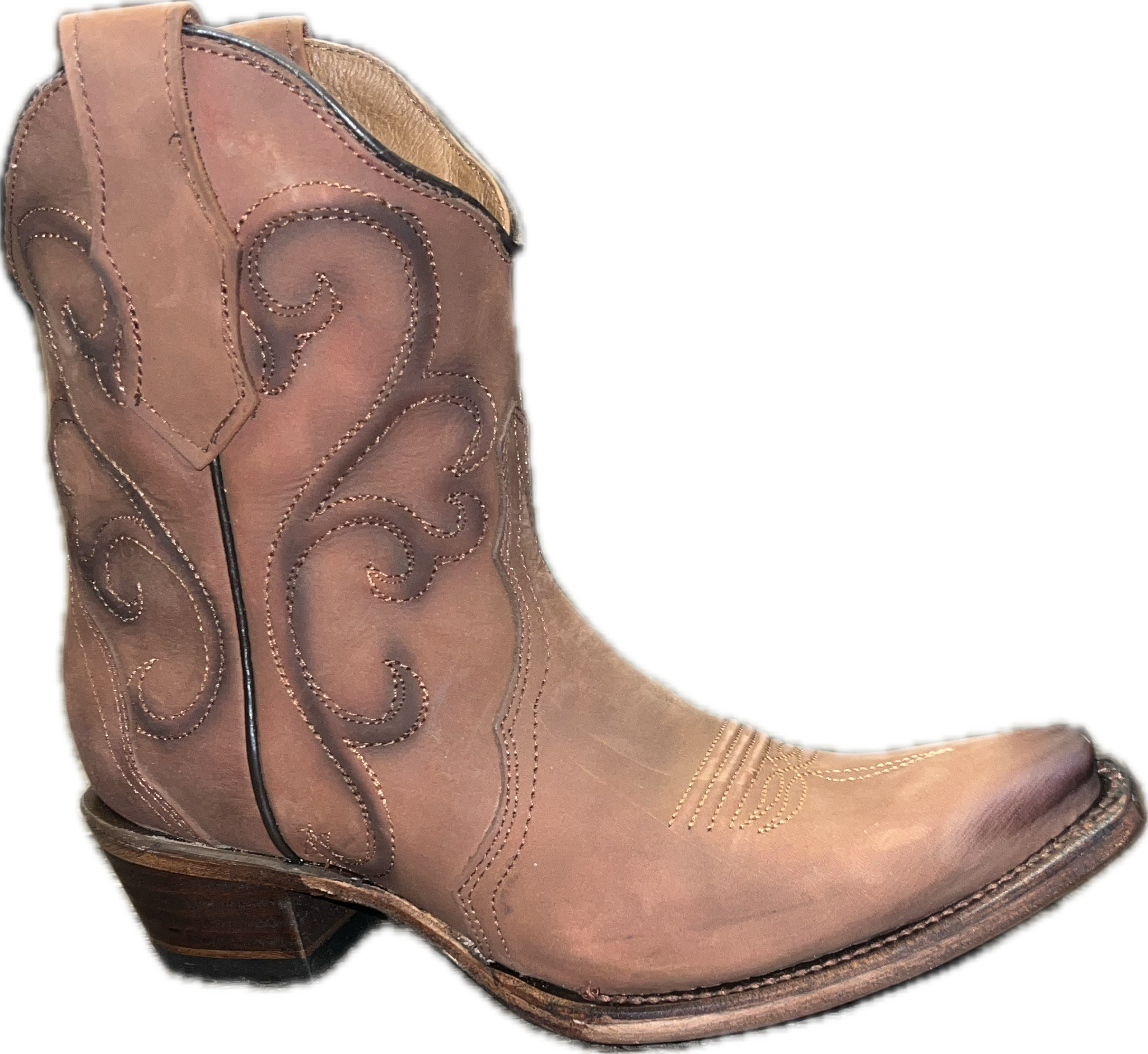 Circle G Ladies Ladies Cinnamon Embroidery Ankle Boot L6092