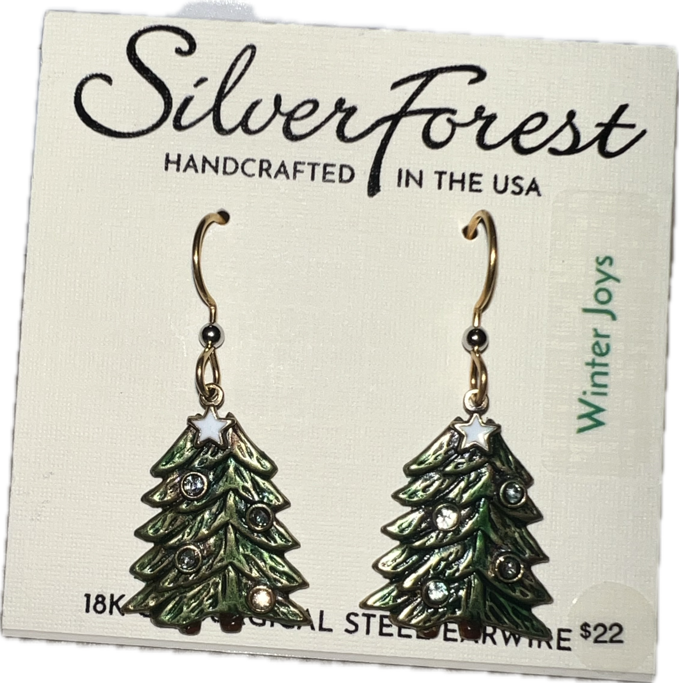 Silver Forest Christmas Tree Earrings-NE-1713B