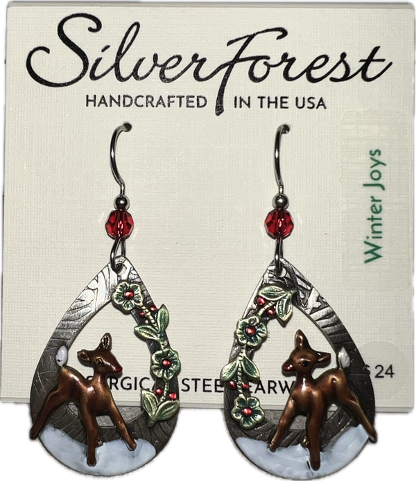 Silver Forest Rudolph Earrings-NE-2220