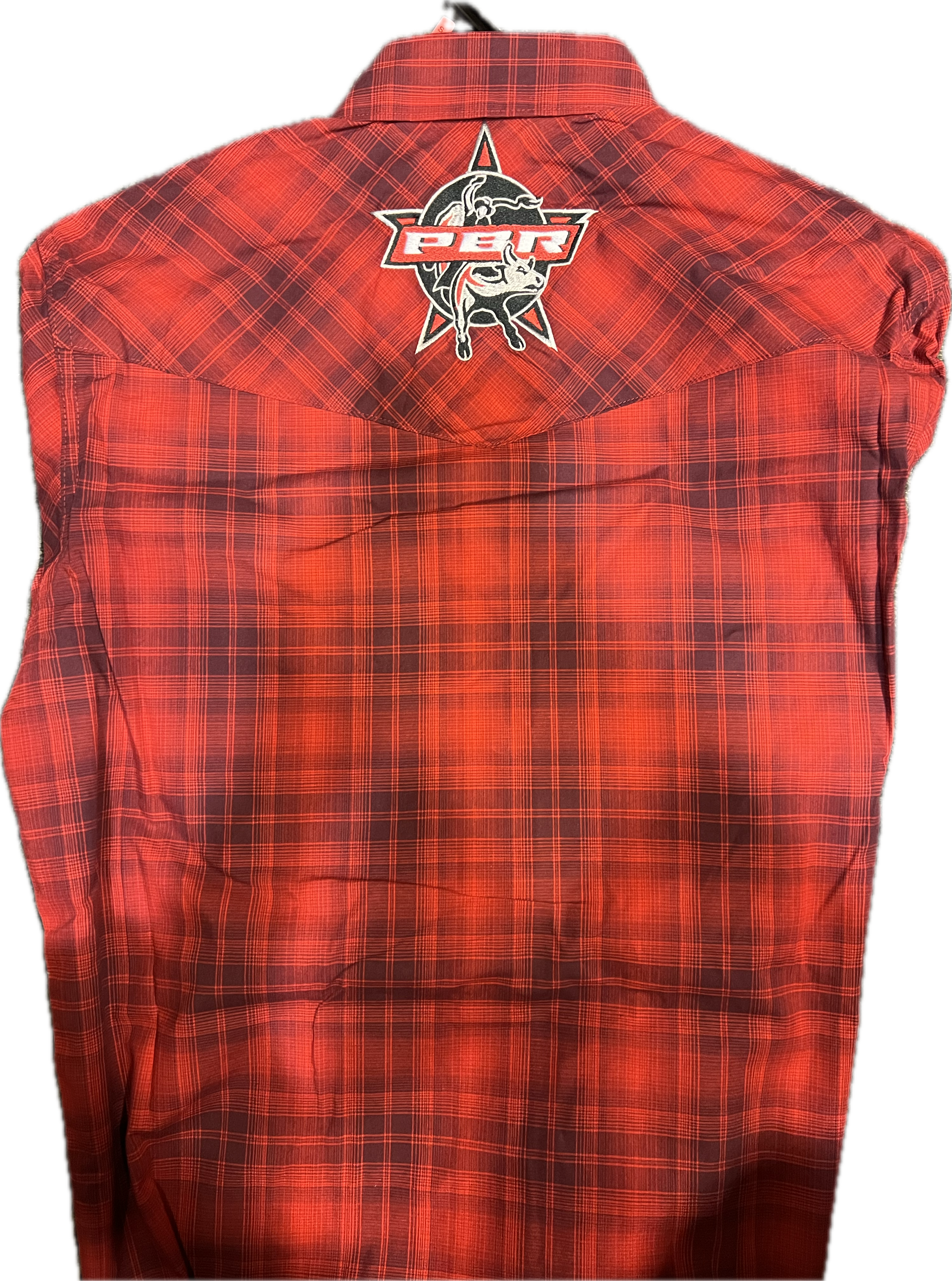 Wrangler Mens Red Plaid PBR Shirt-112355406