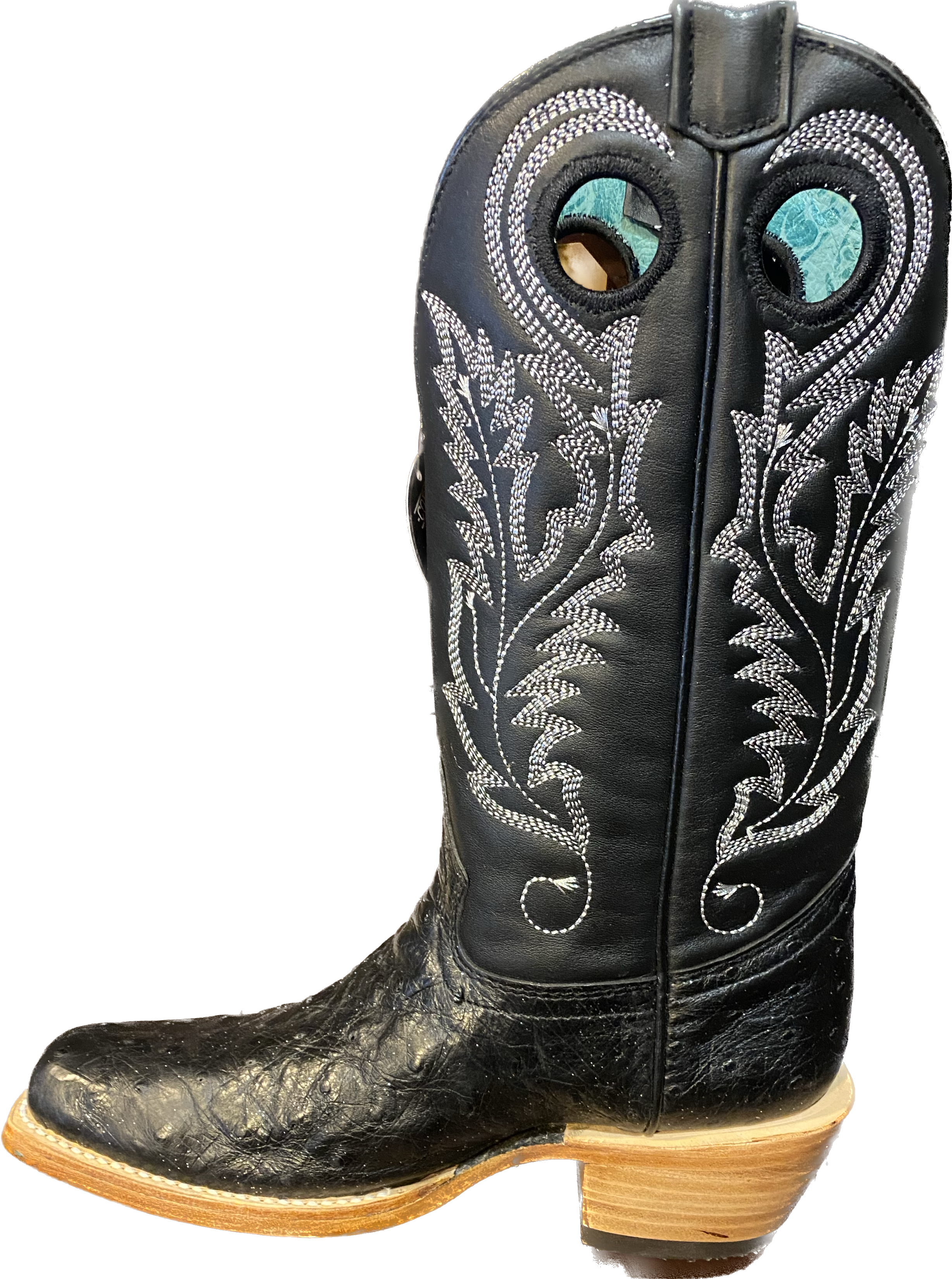 Corral Ladies Black/Silver Ostrich Cutter Toe Boot - A4560