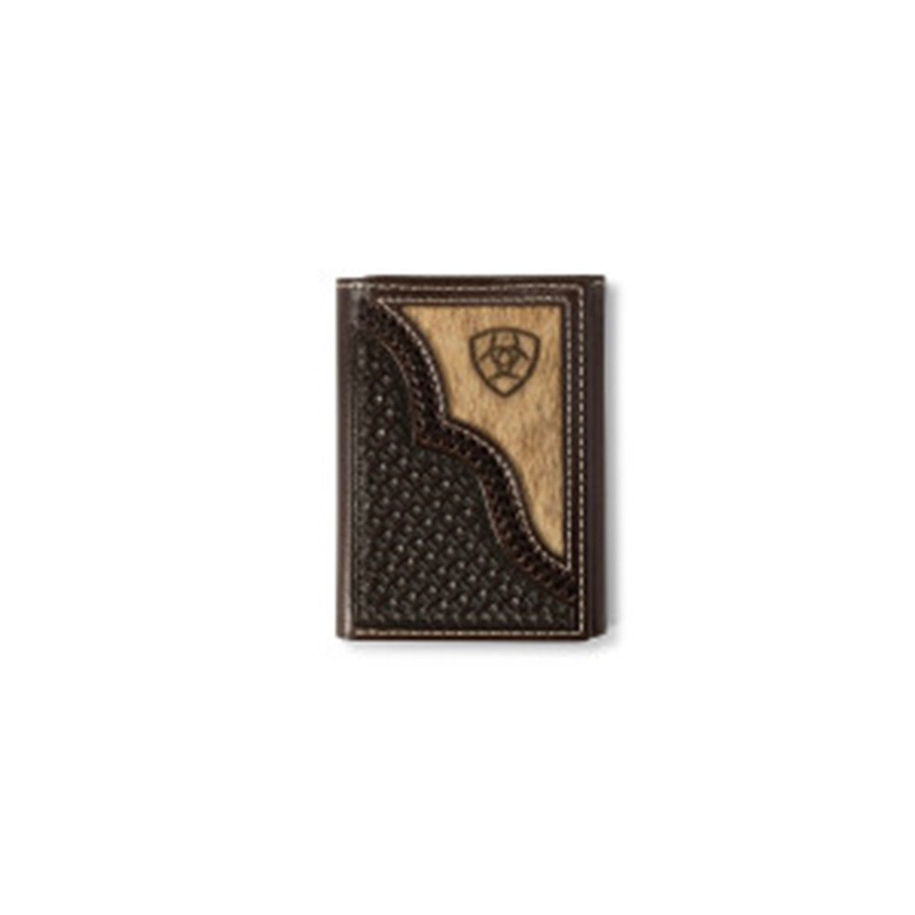 Ariat Men's Brindle Calf Hair Chocolate Trifold Wallet - A3562747