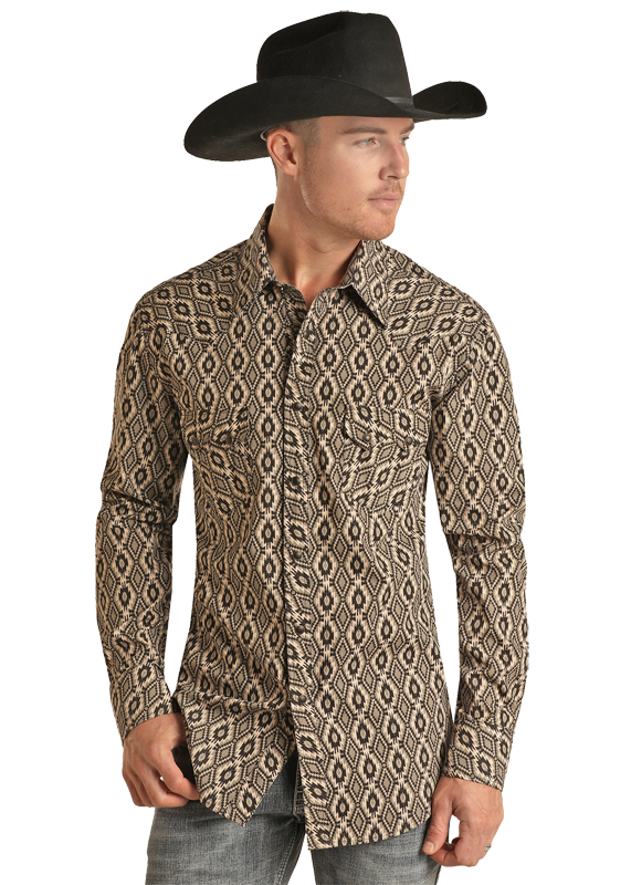 Rock & Roll Denim Long Sleeve Aztec Button Down VMN2S02521