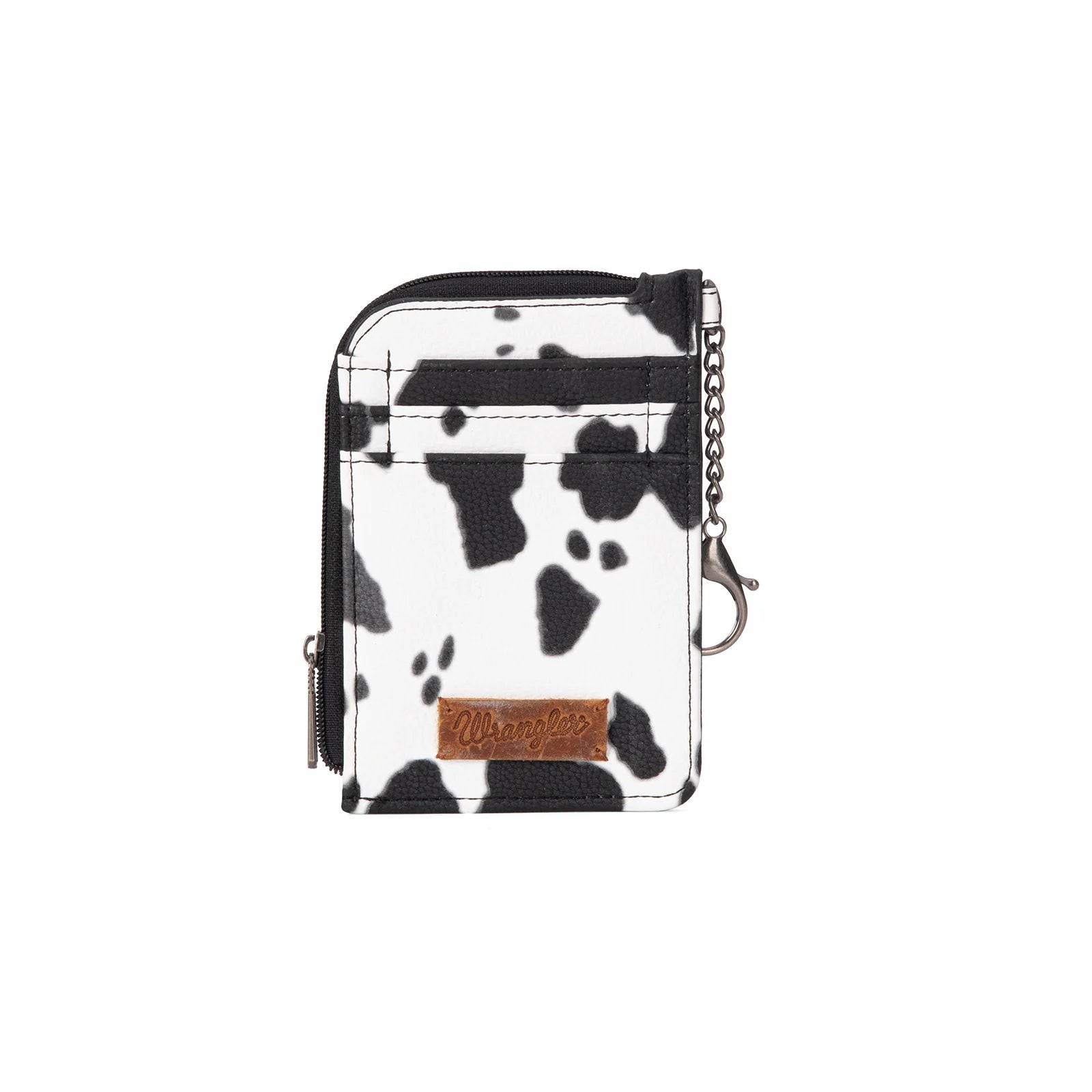 Wrangler Black Cow Print Mini Zip Card Case - WG133-W005BK