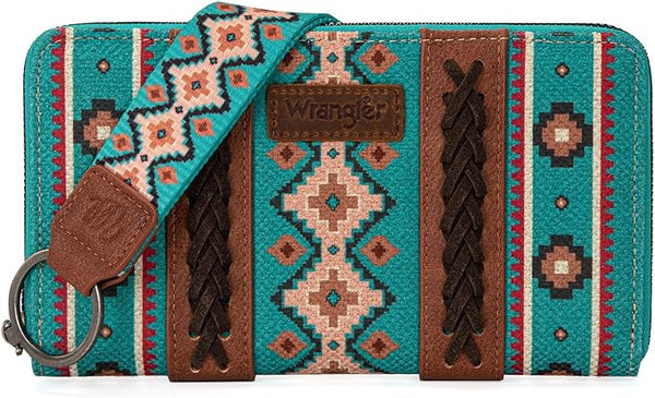 Wrangler Southwestern Art Print Wallet Turquoise - WG2203-W006TQ