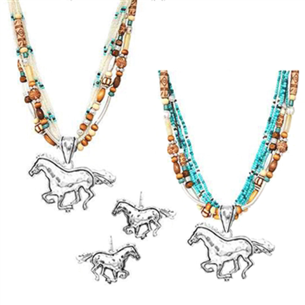 Wyo-Horse Jewlery Roaming Horse Matching Set-J427WT/J427TQ