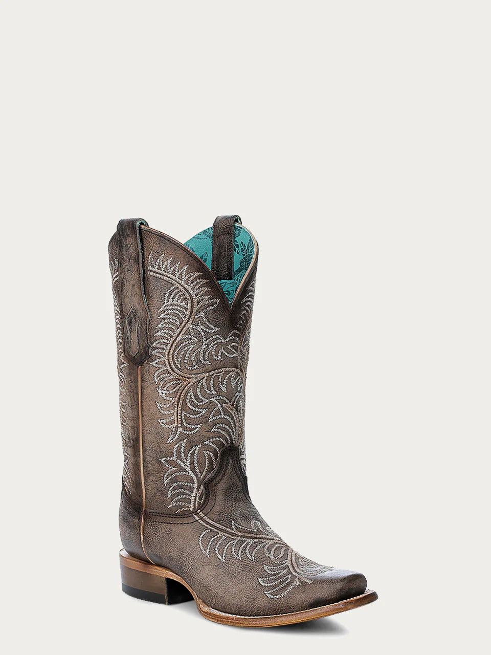 Corral Ladies Brown Pattern Embroidery Square Toe Boot Z5257